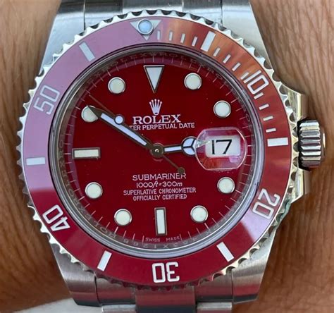 rolex big red dial|rolex red submariner for sale.